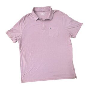 Vineyard Vines Edgartown Polo Shirt XL Pink Blue Striped Pima Cotton Blend Mens